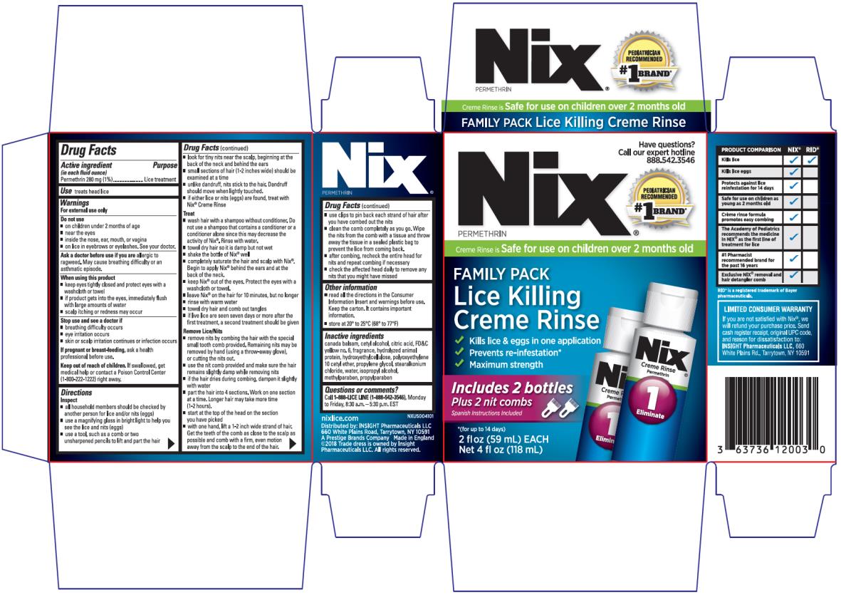 PRINCIPAL DISPLAY PANEL 
Nix® 
Creme Rinse – Family Pack 
Permethrin /Lice Treatment
Family Pack - NET WT 4 FL OZ  (2 - 2 FL OZ (59 mL)

