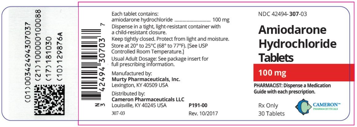 PRINCIPAL DISPLAY PANEL
NDC42494-308-06
Amiodarone Hydrochloride
Tablets
200 mg
60 Tablets
Rx Only
