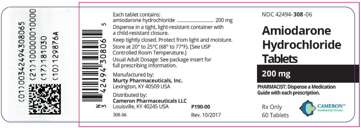 PRINCIPAL DISPLAY PANEL
NDC42494-309-03
Amiodarone Hydrochloride
Tablets
400 mg
30 Tablets
Rx Only
