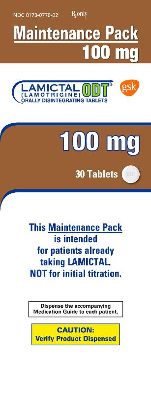 Lamictal ODT 100mg 30 count maintenance pack carton