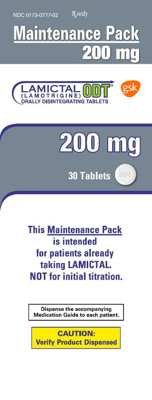 Lamictal ODT 200 mg 30 count maintenance pack carton