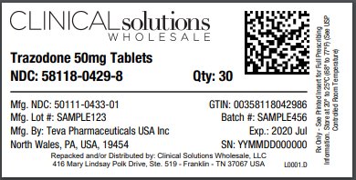 Trazodone 50mg tablets 30 count blister card