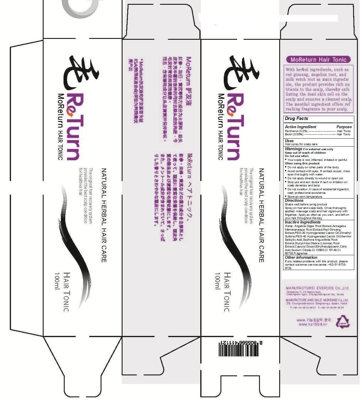 MORETURN HAIR TONIC (panthenol (0.2%), biotin- 0.06% spray
