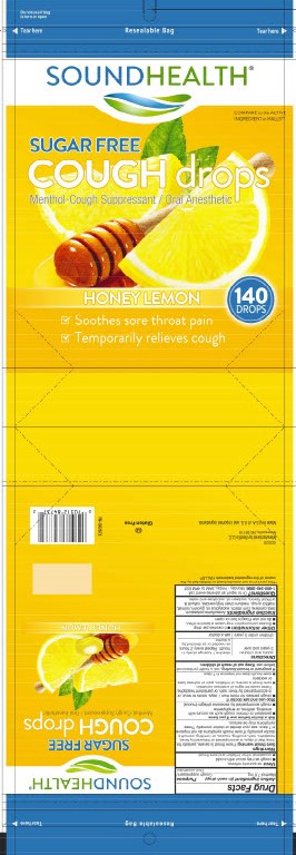 Sound Health SF Honey Lemon 140ct Cough Drops