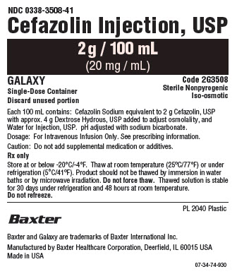 Cefazolin 2g, NDC: <a href=/NDC/0338-3508-41>0338-3508-41</a> Representative Container Label