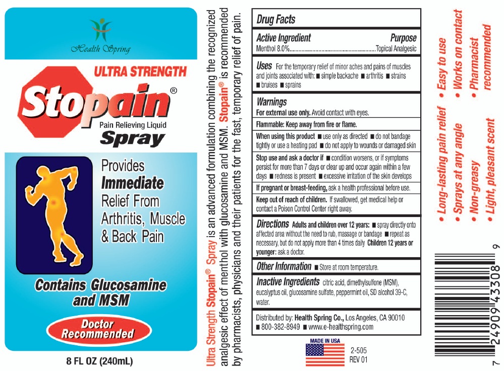 Stopain Ultra Spray Label
