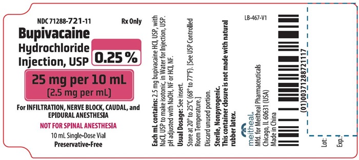 PRINCIPAL DISPLAY PANEL – 0.25% Bupivacaine Hydrochloride Injection, USP 10 mL Vial Label