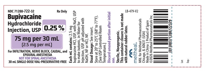 PRINCIPAL DISPLAY PANEL – 0.25% Bupivacaine Hydrochloride Injection, USP 30 mL Vial Label
