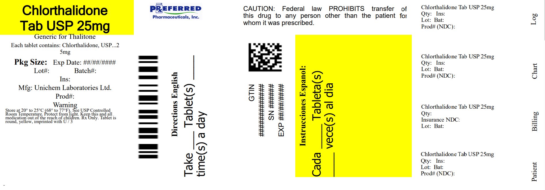 Chlorthalidone Tab USP 25mg