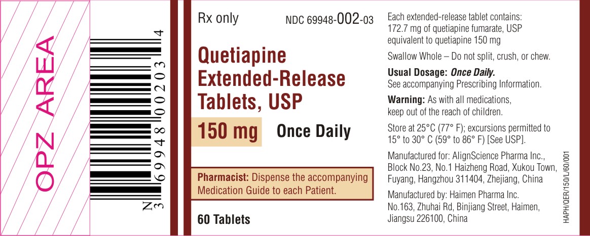 Quetiapine Fumarate 150 mg 60 Count Label