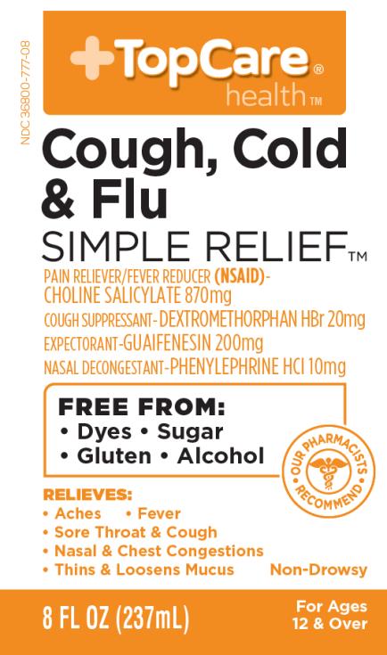 PRINCIPAL DISPLAY PANEL
NDC: <a href=/NDC/36800-777-08>36800-777-08</a>
TopCare 
health
Cough, Cold
& Flu
SIMPLE RELIEF
8 FL OZ (237mL)
