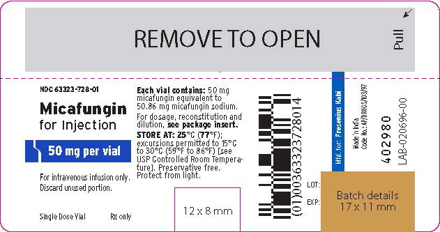 Principal Display Panel – Micafungin for Injection 50 mg – Vial Label
