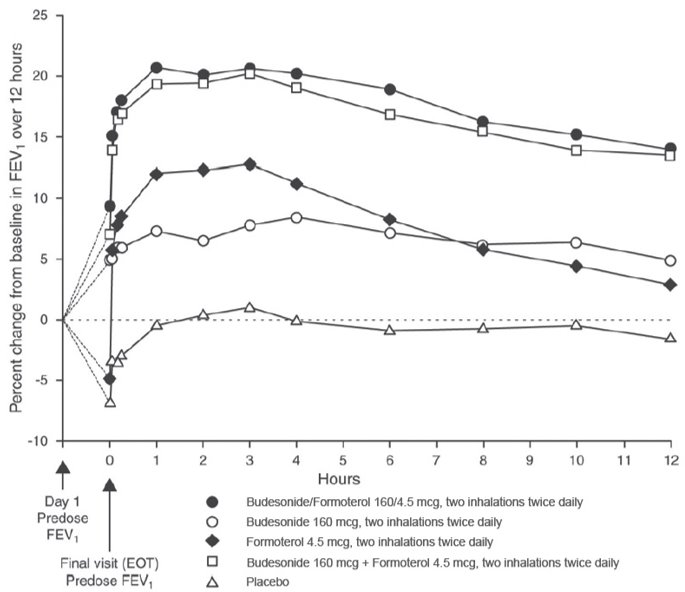 Figure 4 Mean Percent Change From Baseline in FEV1 at End of Treatment (Study 1)