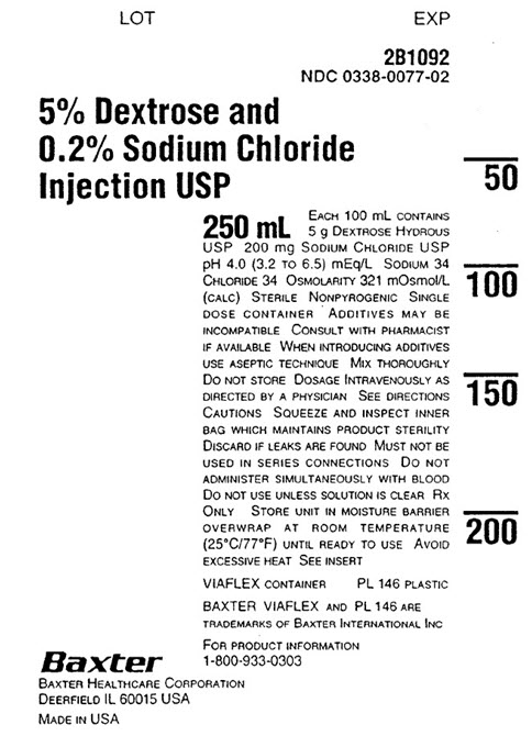 Dextrose & Sodium Chloride Representative Container Label NDC: <a href=/NDC/0338-0077-02>0338-0077-02</a>