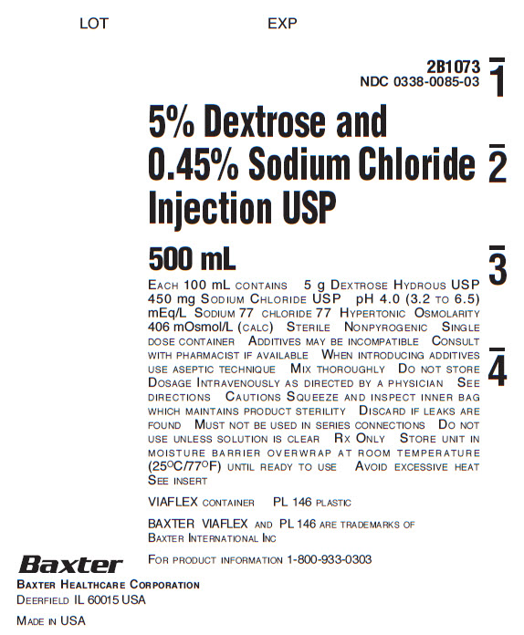 Dextrose & Sodium Chloride Representative Container Label NDC: <a href=/NDC/0338-0085-03>0338-0085-03</a>