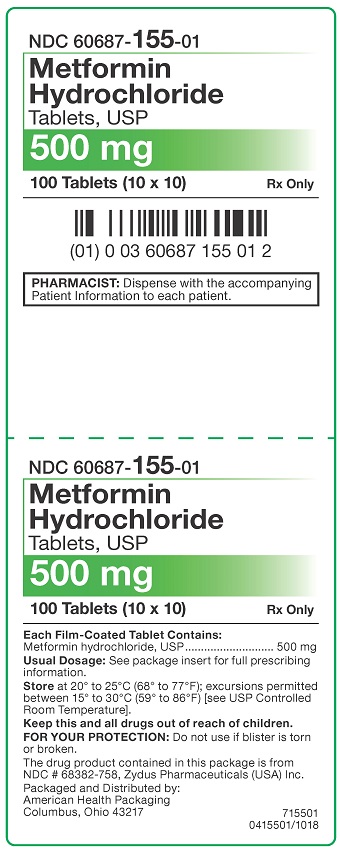 500 mg Metformin HCl Tablets Carton