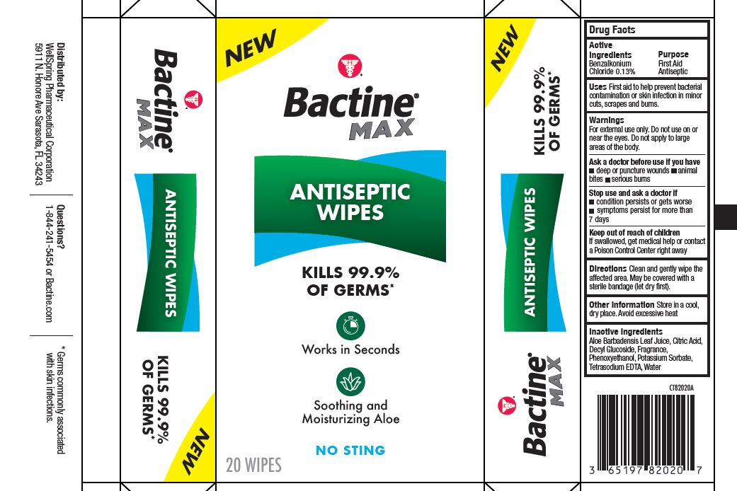 New Bactine Max Antiseptic Wipes Kills 99.9% of Germs* Works in Seconds Soothing and Moisturizing Aloe No Sting 20 Wipes