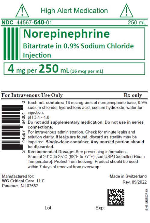 Norepinephrine Bitartrate in 0.9% Sodium Chloride Injection 4 mg per 250 mL bag image