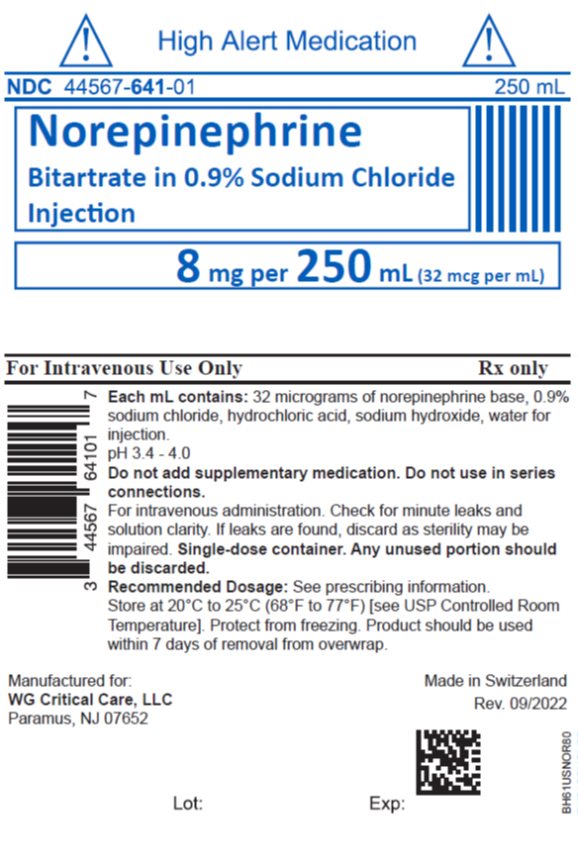 Norepinephrine Bitartrate in 0.9% Sodium Chloride Injection 8 mg per 250 mL bag image