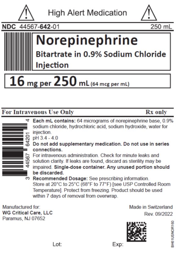 Norepinephrine Bitartrate in 0.9% Sodium Chloride Injection 16 mg per 250 mL bag image