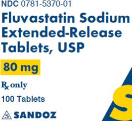 PRINCIPAL DISPLAY PANEL Package Label – 80 mg  Rx Only NDC: <a href=/NDC/0781-5370-01>0781-5370-01</a> Fluvastatin Sodium Extended-Release Tablets, USP 80 mg 100 Tablets 