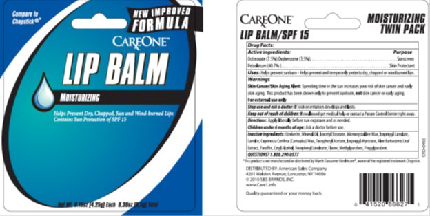 Care One SPF 15 Moisturizing Lip Balm Card
