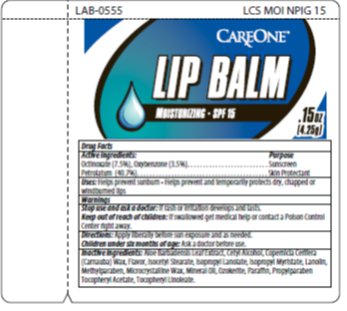 Care One SPF 15 Moisturizing Lip Balm Label