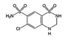 The structural formula for Hydrochlorothiazide is 6-chloro-3,4-dihydro-2H-1,2,4-benzo-thiadiazine-7-sulfonamide 1,1-dioxide.  Its empirical formula is C7H8ClN3O4S2.