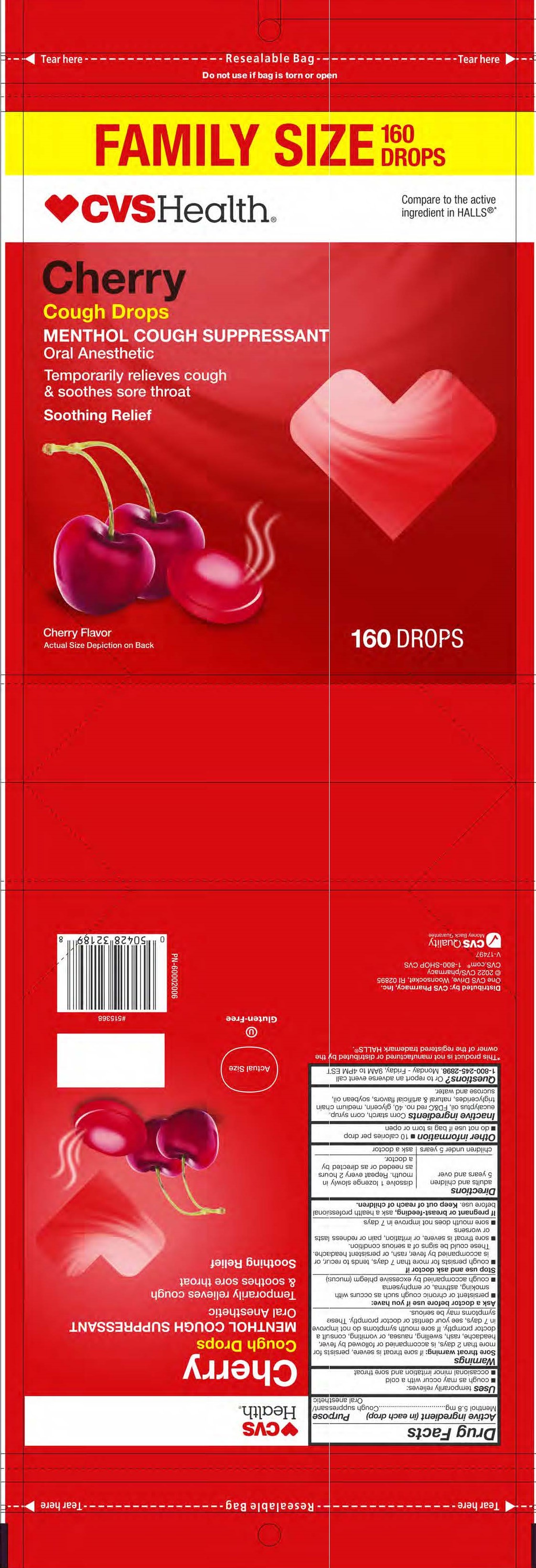 CVS Cherry 160ct Cough Drops
