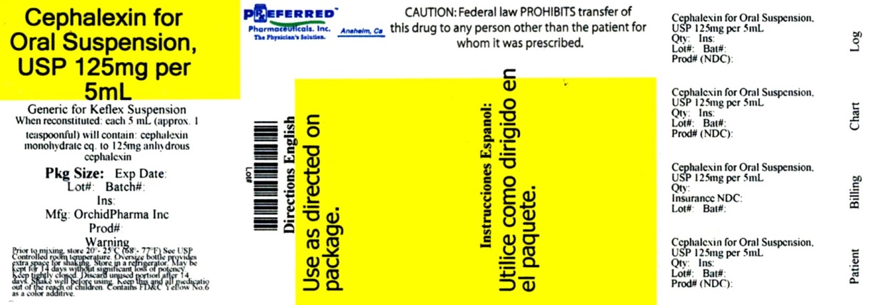 Cephalexin for Oral Suspension, USP 125mg per 5ml