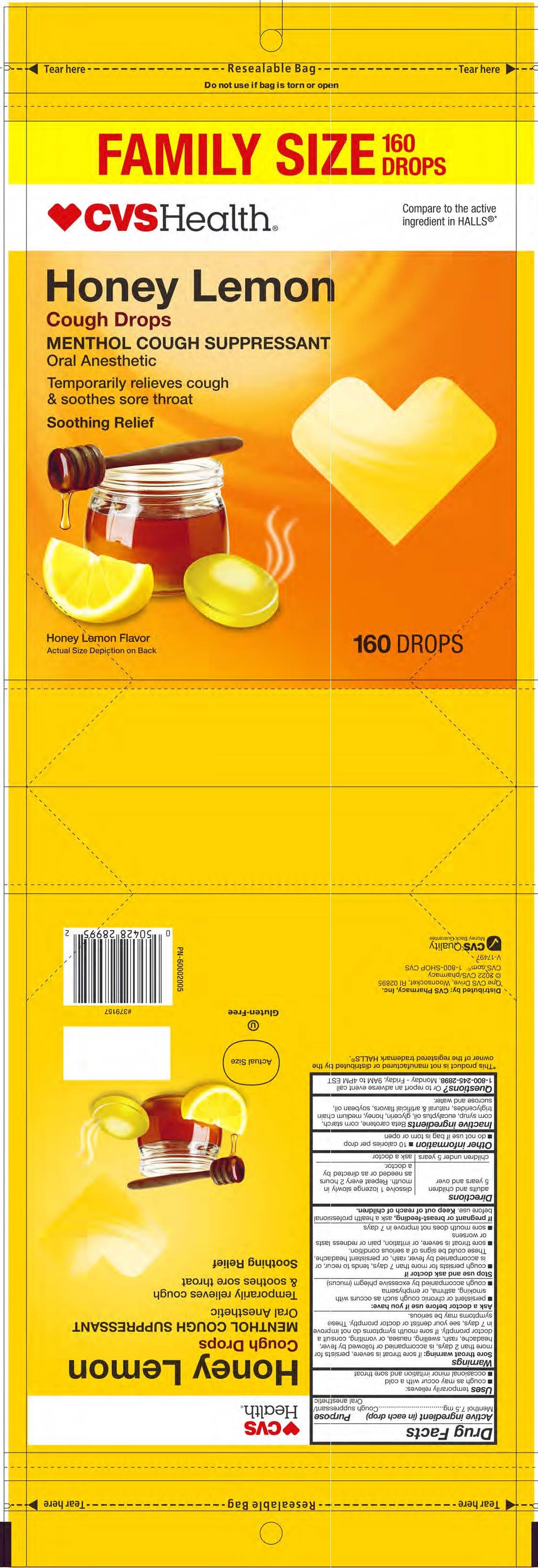  CVS Honey Lemon 160ct Cough Drops