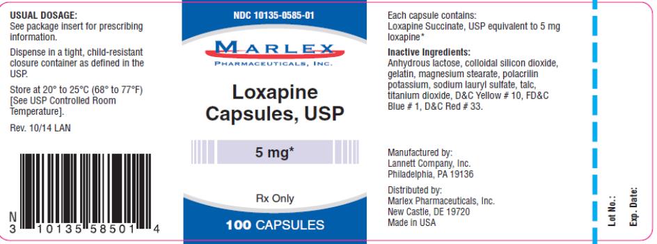 PRINCIPAL DISPLAY PANEL 
NDC: <a href=/NDC/10135-0585-0>10135-0585-0</a>1
Marlex
Loxapine
Capsules,USP
5 mg
Rx Only
100 Capsules
