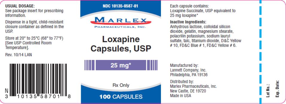 NDC: <a href=/NDC/10135-0587-0>10135-0587-0</a>1
Marlex
Loxapine
Capsules,USP
25 mg
Rx Only
100 Capsules 
