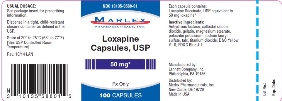 PRINCIPAL DISPLAY PANEL 
NDC: <a href=/NDC/10135-0588-0>10135-0588-0</a>1
Marlex
Loxapine
Capsules,USP
50 mg
Rx Only
100 Capsules
