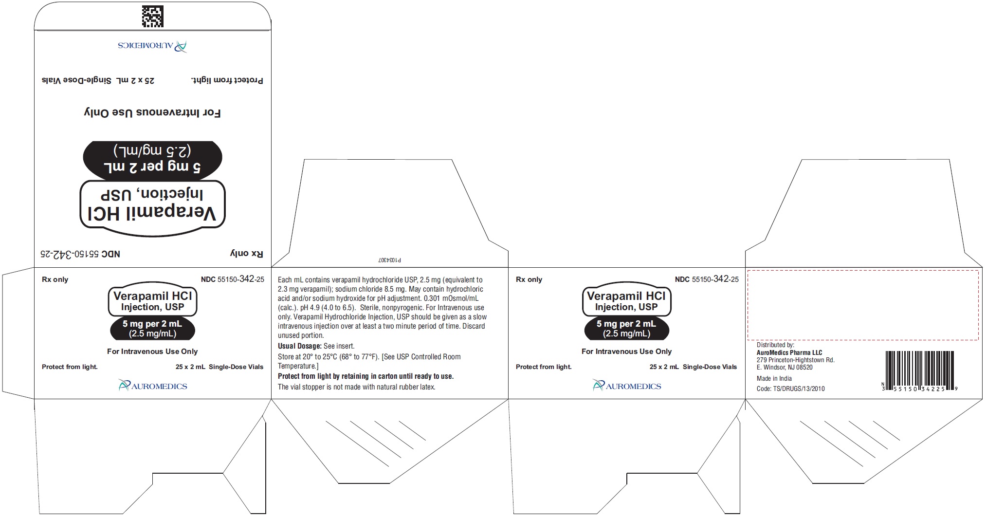 PACKAGE LABEL-PRINCIPAL DISPLAY PANEL-5 mg per 2 mL (2.5 mg/mL) – Container-Carton (25 Vials)