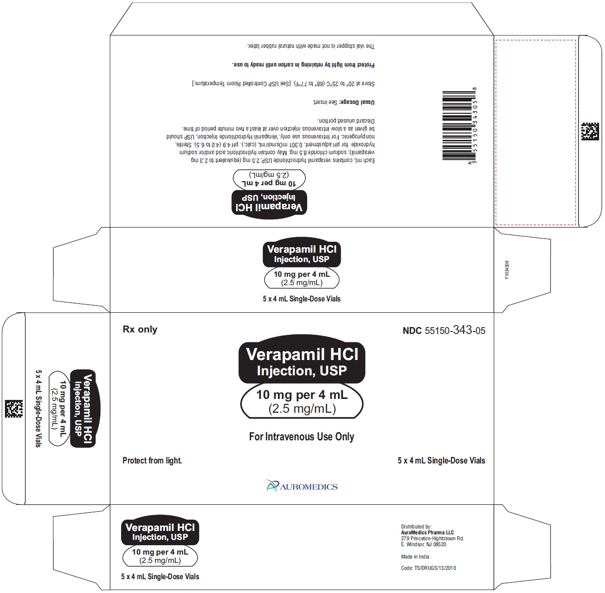 PACKAGE LABEL-PRINCIPAL DISPLAY PANEL-10 mg per 4 mL (2.5 mg/mL) – Container-Carton (5 Vials)