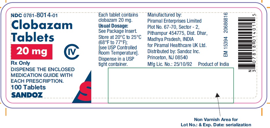 Clobazam Tablets 20 mg - 100 Pack - Sandoz