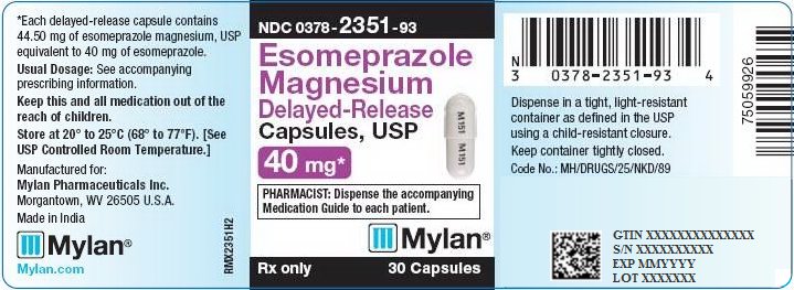 Esomeprazole Magnesium Delayed-Release Capsules 40 mg Bottle Label