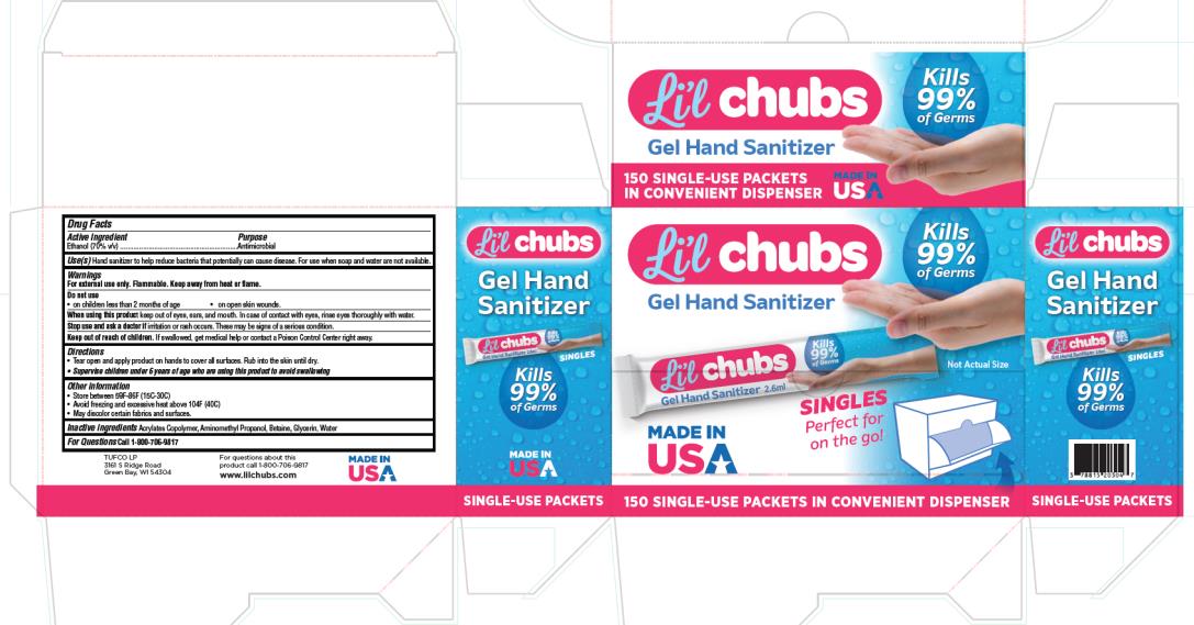 Li’l chubs Gel Hand Sanitizer SINGLES Perfect for on the go! 150 SINGLE-USE PACKETS IN CONVENIENT DISPENSER 