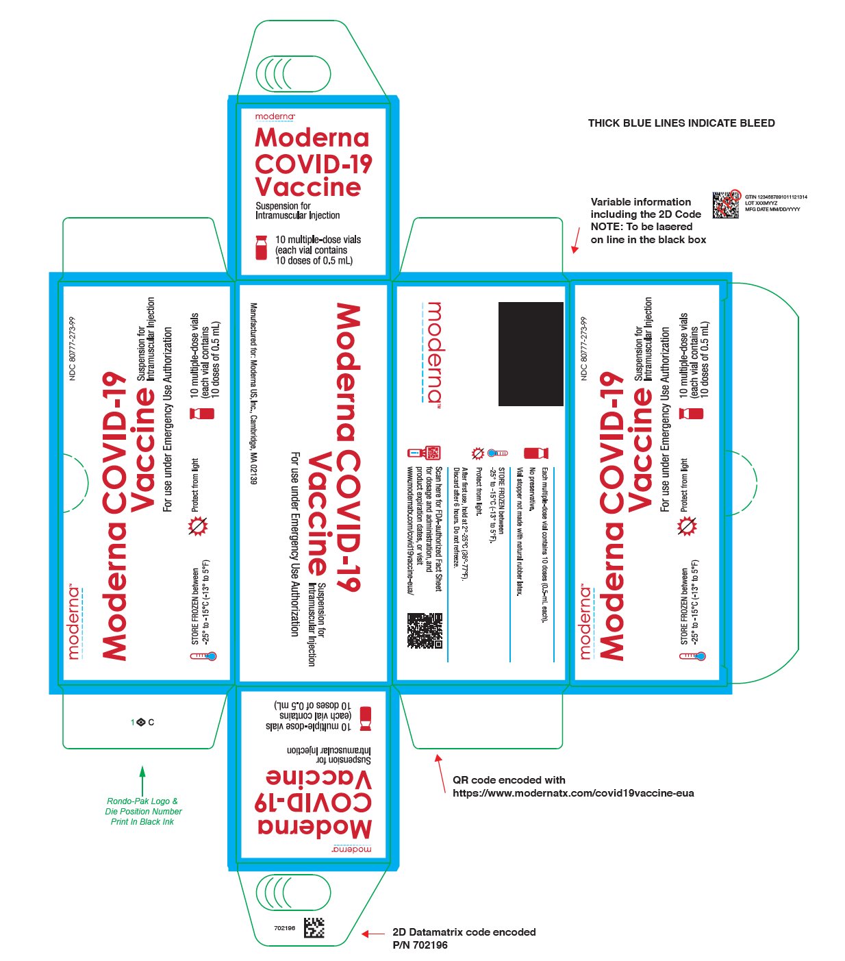 Moderna COVID-19 Vaccine Suspension for Intramuscular Injection for use under Emergency Use Authorization 5.5 mL Multi-Dose Vial