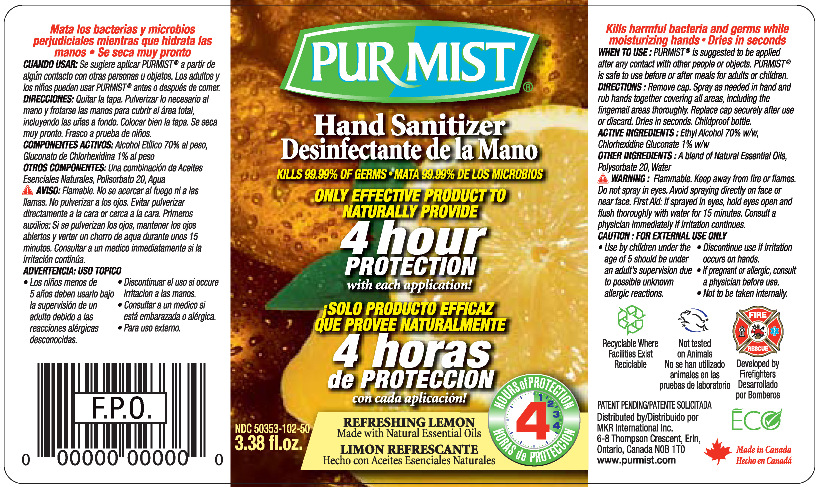 PURMIST 100mL Bottle Label - Refreshing Lemon