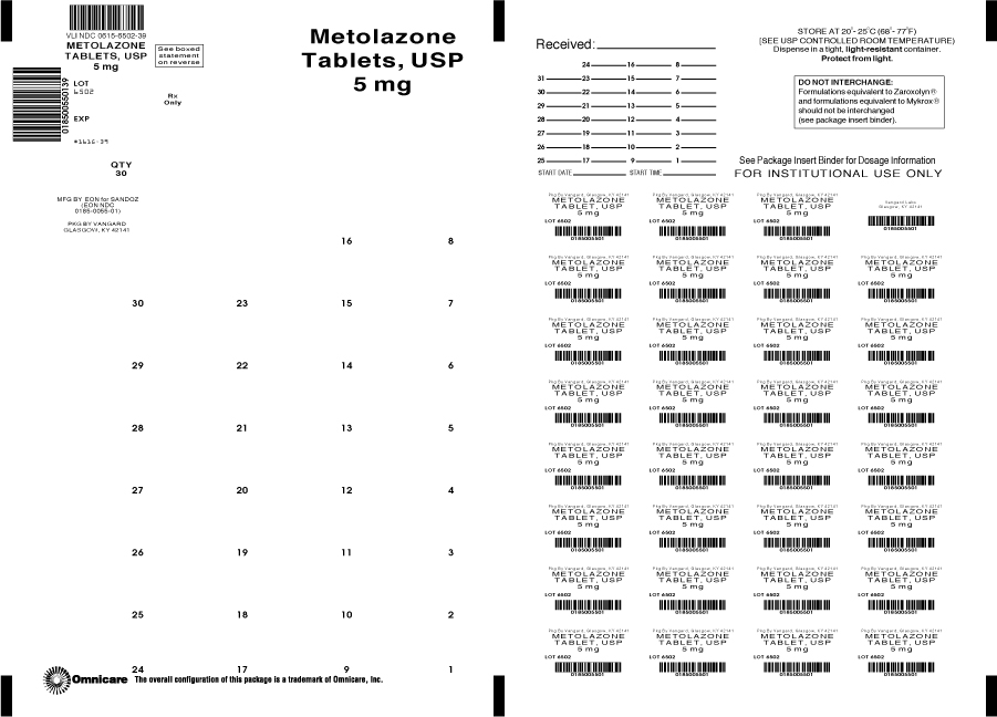 Principal Display Panel- Metolazone Tablets 5mg