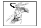 To open the bottle, unscrew the cap by turning as indicated by the arrow (Figure 2).