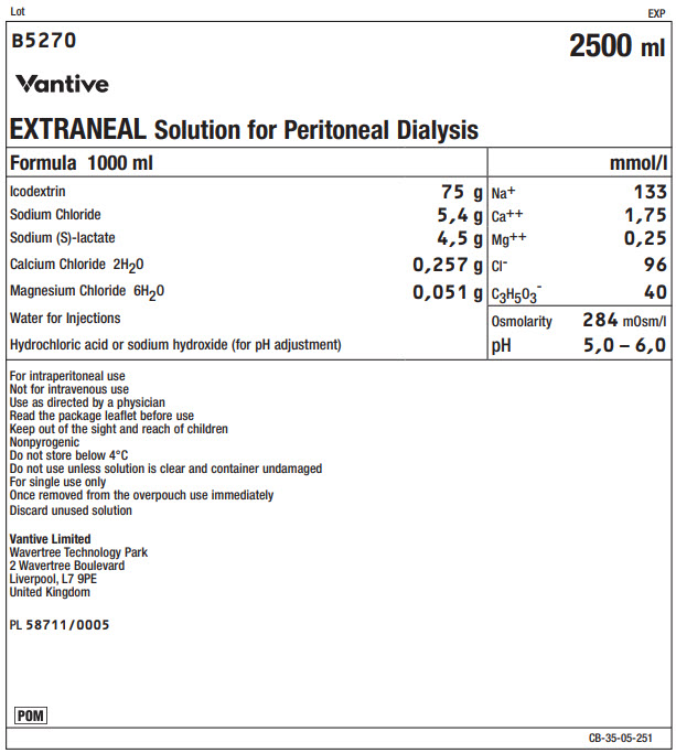 Vantive Representative Extraneal Container Label - FPB5270