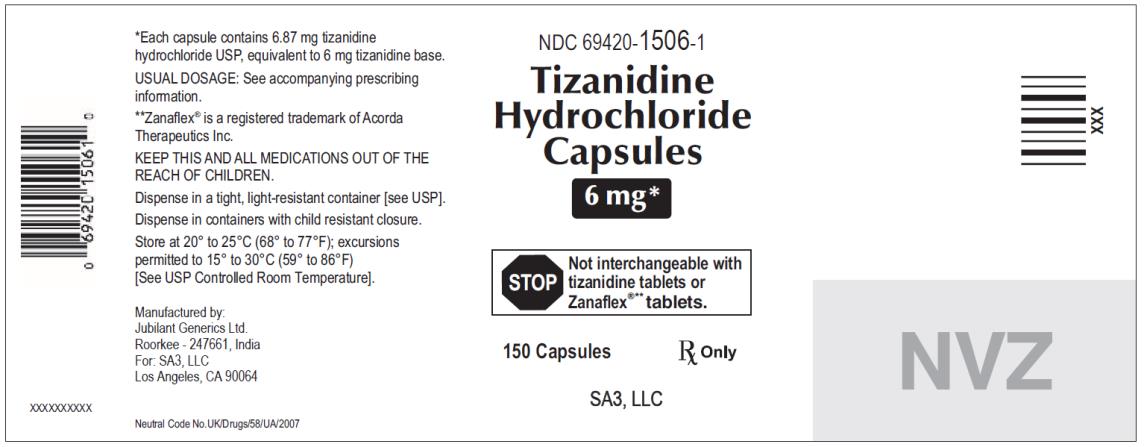 PRINCIPAL DISPLAY PANEL
NDC: <a href=/NDC/69420-1506-1>69420-1506-1</a>
Tizanidine
Hydrochloride
Capsules
6 mg
150 capsules
Rx Only
