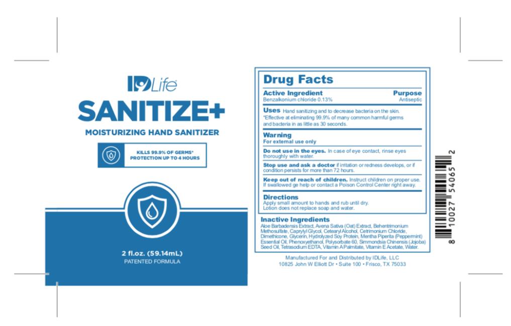 IDLife
SANITIZE+
MOISTURIZING HAND SANITIZER
Kills 99.9% OF GERMS PROTECTION UP TO 4 HOURS
2 fl. oz. (59mL)
PATENTED FORMULA
