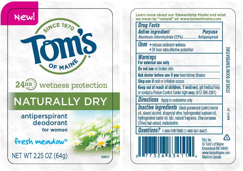 komplet Forsendelse skive TOMS NATURALLY DRY ANTIPERSPIRANT DEODORANT - FRESH MEADOW WETNESS  PROTECTION- aluminum chlorohydrate stick