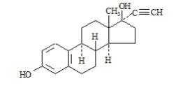 The following structural formula for The chemical name of ethinyl estradiol is [19-Norpregna-1,3,5(10)-trien-20-yne-3,17-diol, (17a)-]. The empirical formula of ethinyl estradiol is C20H24O2.