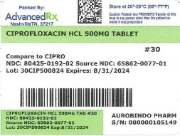 Ciprofloxacin HCl 500mg #30
