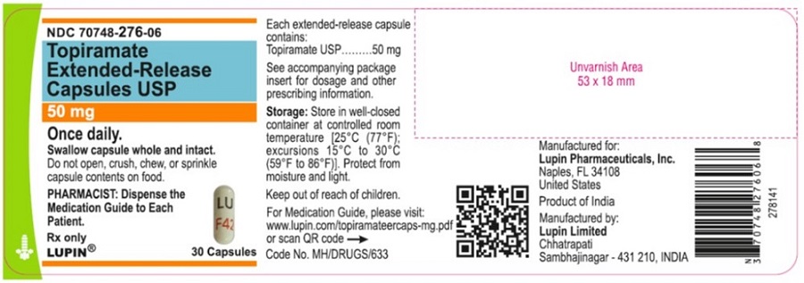 Topiramate Extended-release Capsules, 50 mg
30 Capsules 
NDC: <a href=/NDC/70748-276-06>70748-276-06</a>